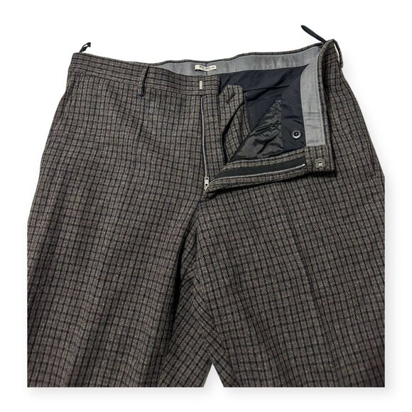 Miu Miu Wool Cashmere Check plaid Cropped Pants Gray Straight Leg IT 44 (US 8) - Picture 7 of 12